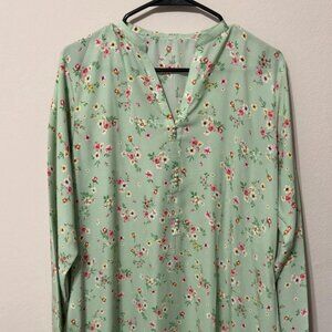 Women's Tunic Top Kurti Kurta Long Shirt Lime Green Floral Print XL